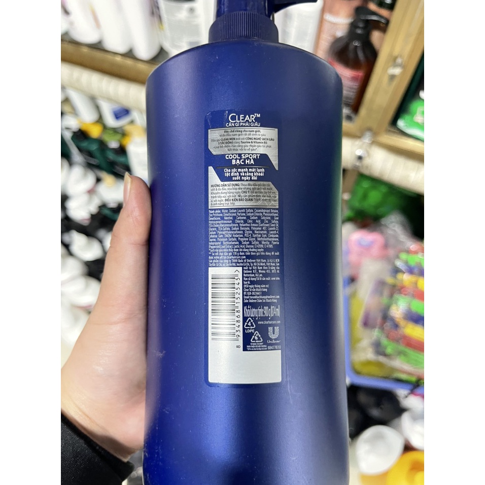 Dầu gội chống gàu Clear Men Cool Sport Menthol Bạc Hà