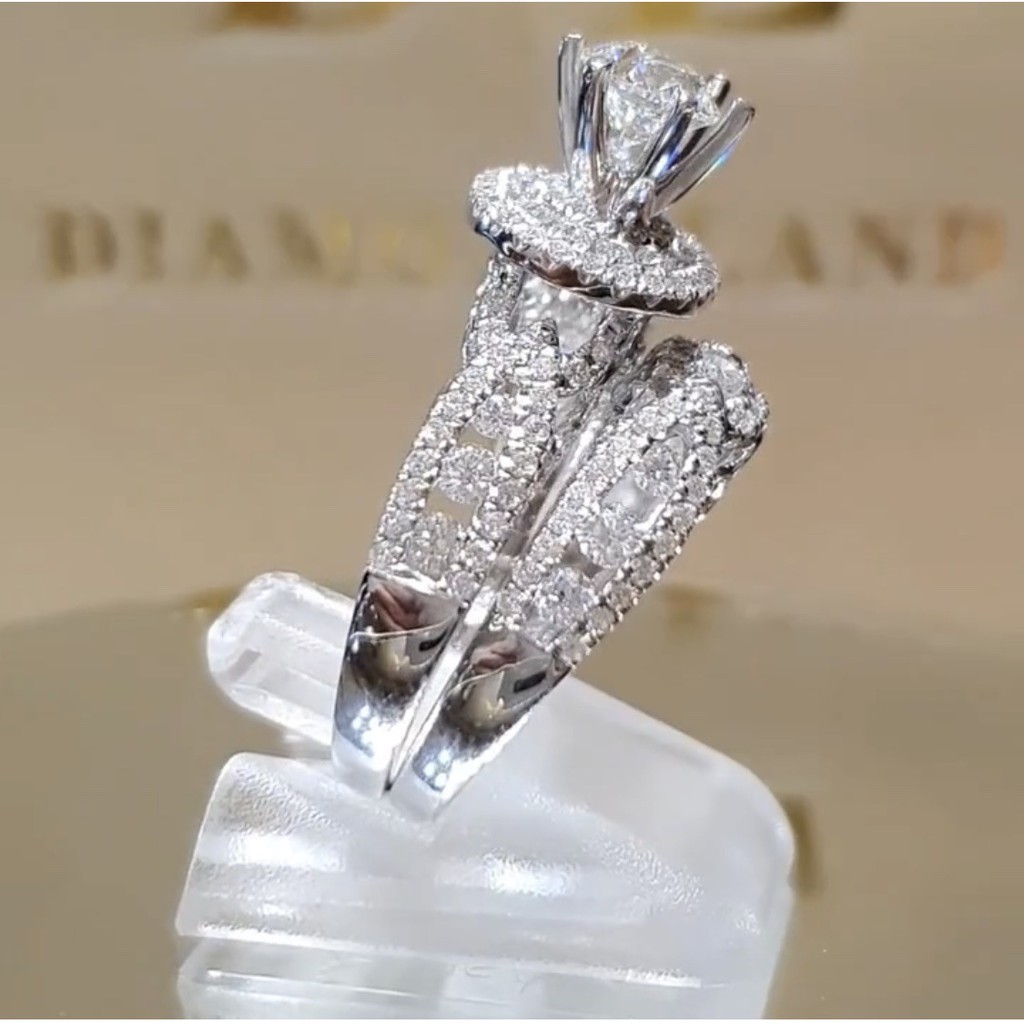 Nhẫn cặp đính đá zircon kiểu Âu Mỹ cá tính hợp thời trang