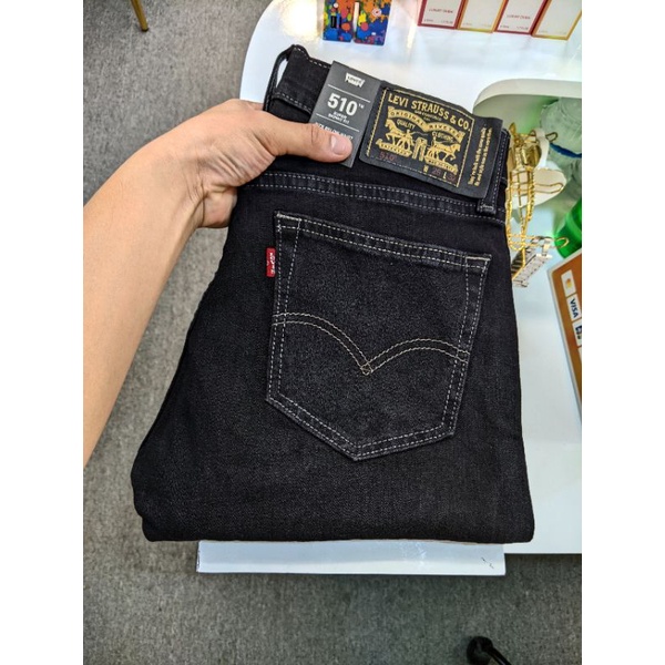 quần jean levis màu đen form gọn có giãn nhẹ dành cho nam