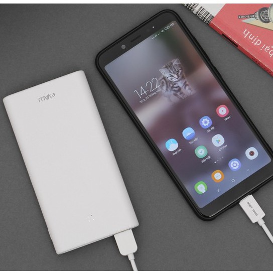 Pin sạc dự phòng eValu PJ JP189SL Trắng 10000mAh Lightning/2 cổng USB - Chính hãng