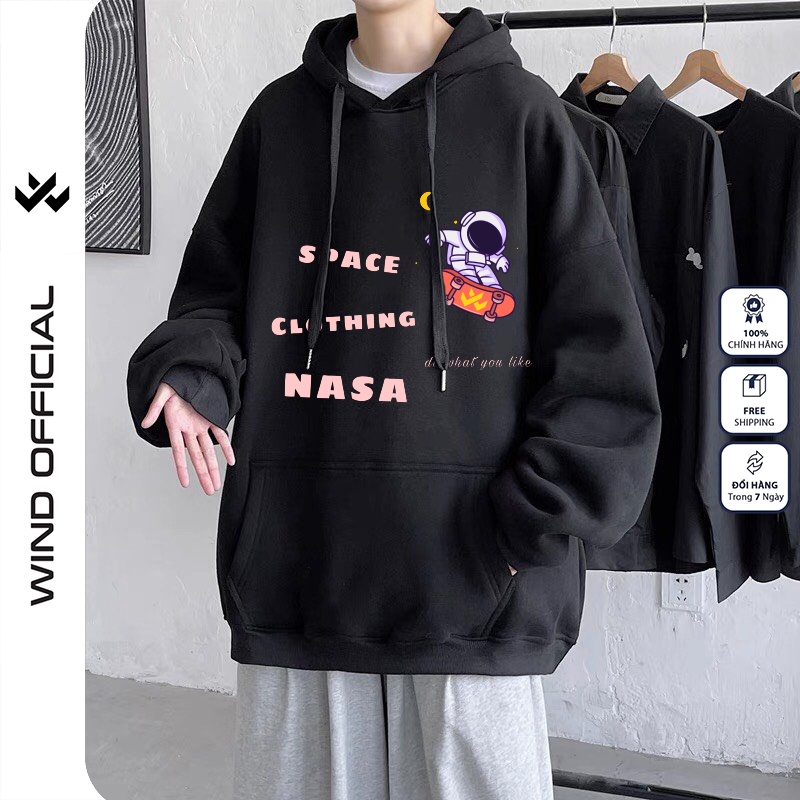 [Mã SKAMFSW175 giảm 10K đơn 50K] Áo hoodie unisex WIND form rộng nỉ nam nữ NASA HD23 thời trang thu đông oversize