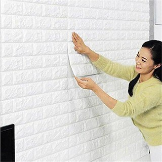Giấy Dán Tường.Xốp Dán Tường Giả Gạch 3D MÀU TRẮNG