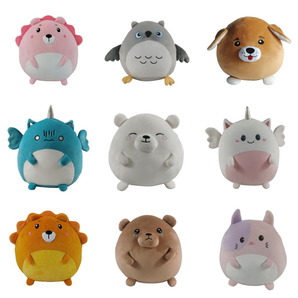 Đồ chơi thú bông hình mèo/ sư tử/ chó/ cú 25 cm dạng squishmallow sáng tạo dễ thương
