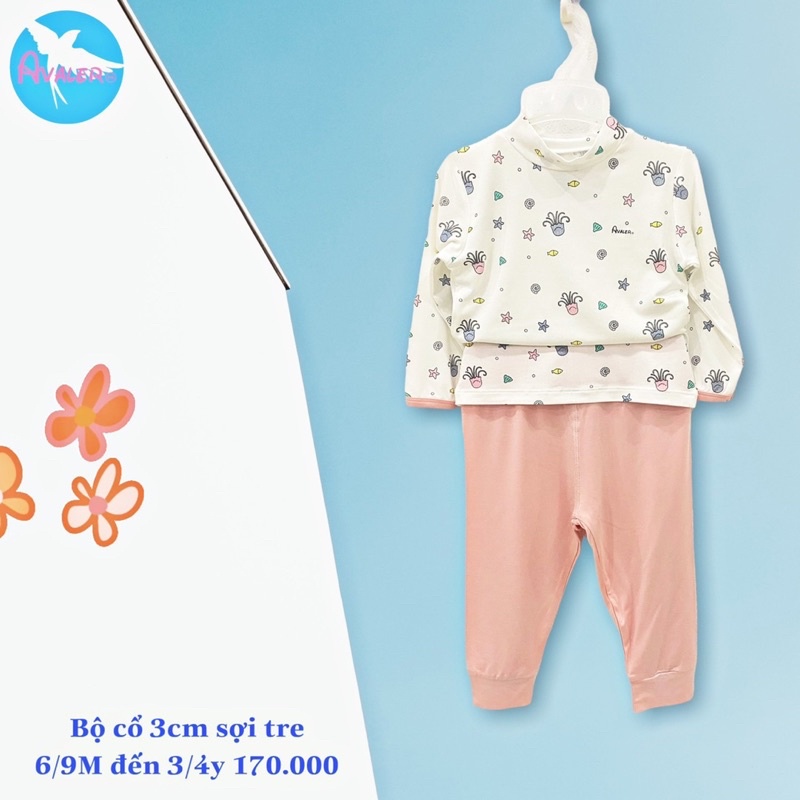 [AVALER] Bộ quần áo dài tay sợi tre mỏng mát nằm điều hoà mùa hè cho bé 6m-4y chính hãng Avaler Mẫu mới 2023