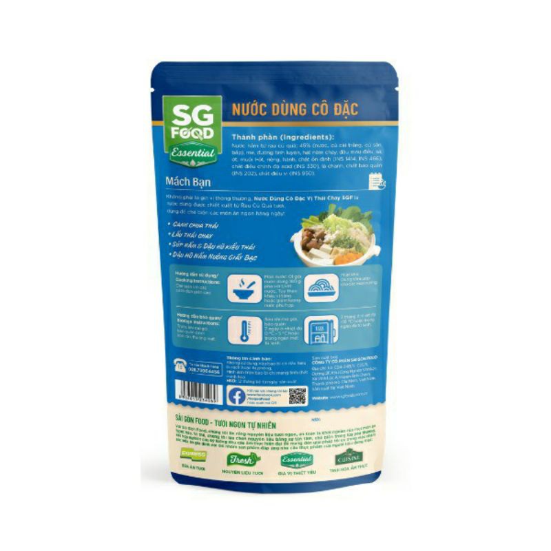 Nước dùng cô đặc nấu lẩu vị thái chay 180g SG food ( gói gia vị nấu lẩu)