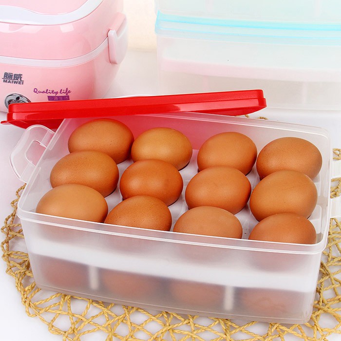 Hộp Khay Đựng Trứng Gà, Giỏ Rổ Đựng Trứng Vịt Tiện Lợi 2 Tầng 24 Ngăn
