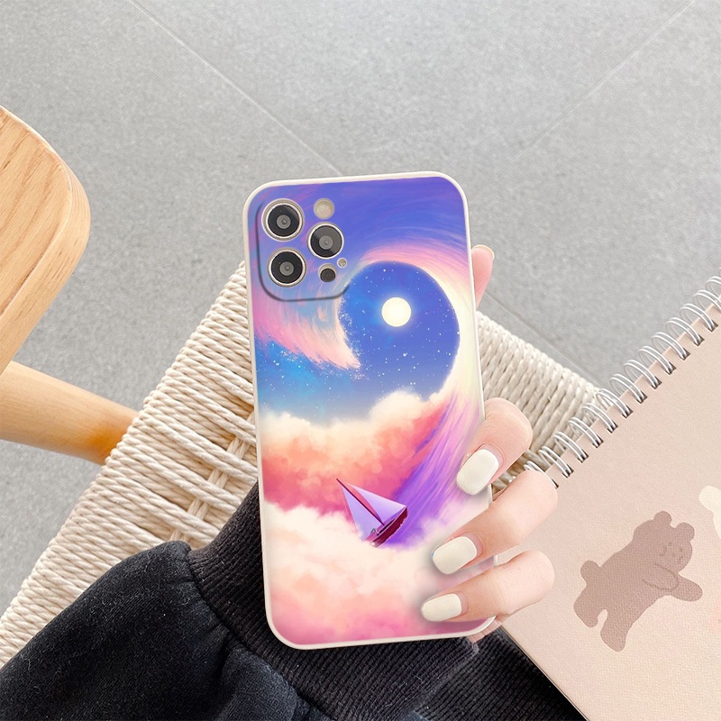 Ốp lưng iphone 13pro/12promax/x/xr/xsmax/6/6s/7/8/plus/se2020 ốp iphone chống sốc mây trăng bồng bềnh tím hồng bvc