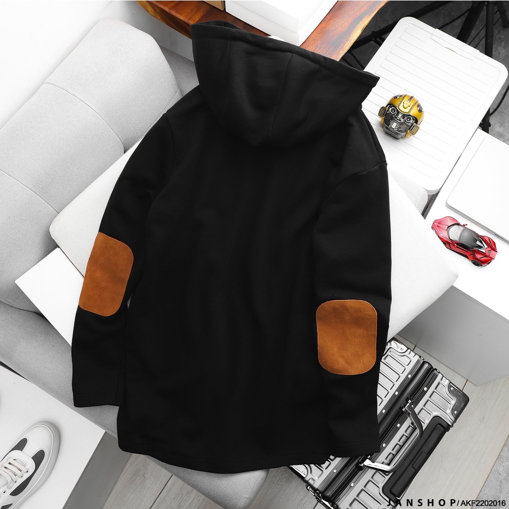 Áo Khoác Mũ Trùm Vải Pique Đơn Giản Cùng Thiết Kế Đắp Khuỷu Tay Sang Trọng Nhưng Năng Động