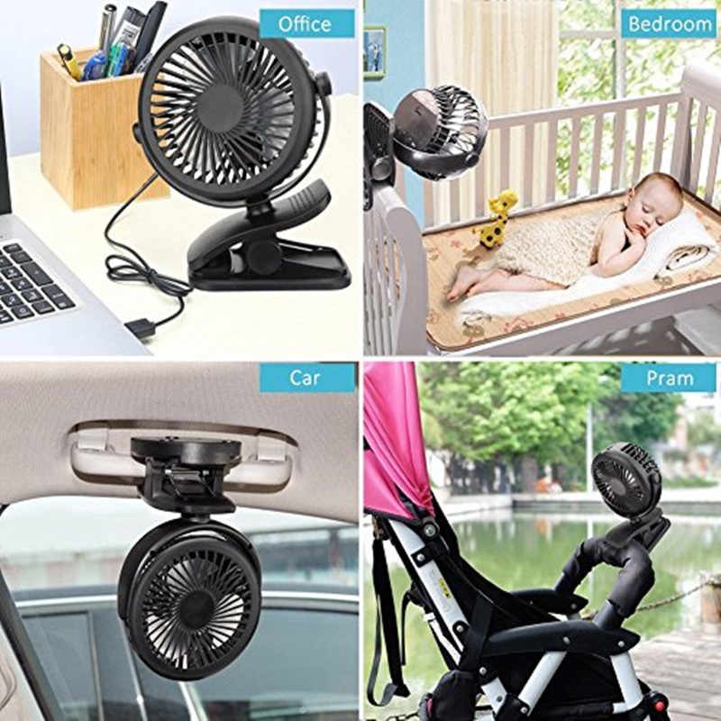 Quạt Điện Sạc Mini Kẹp Xe Đẩy / Nôi Cho Bé Yêu - 3 Tốc Độ Gió, Quay 360 Độ - Công Nghệ Chống Ồn An Toàn Cho Bé Yêu