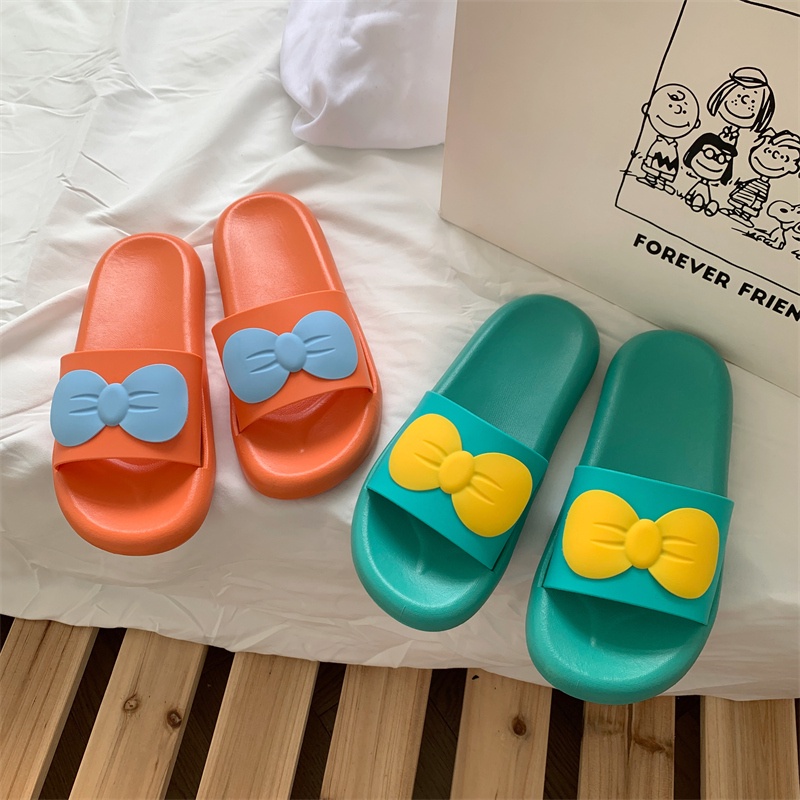JY502- C3 NƠ BA MÀU- Dép quai ngang đế mềm NƠ TO nữ dễ thương êm chân bền chắc ma sát bám sàn tốt không trơn trượt