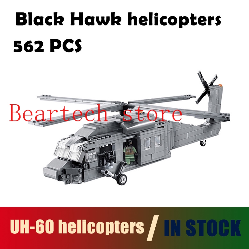 Bộ đồ chơi khối lego tự lắp ráp mô hình trực thăng quân sự Black Hawk thương hiệu Decool 2114