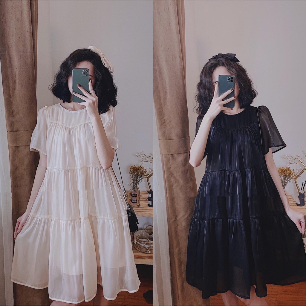 Váy babydoll tơ oraganza 3 tầng, đầm xuông rộng freesize dễ thương mã V178 - Michi's House | BigBuy360 - bigbuy360.vn