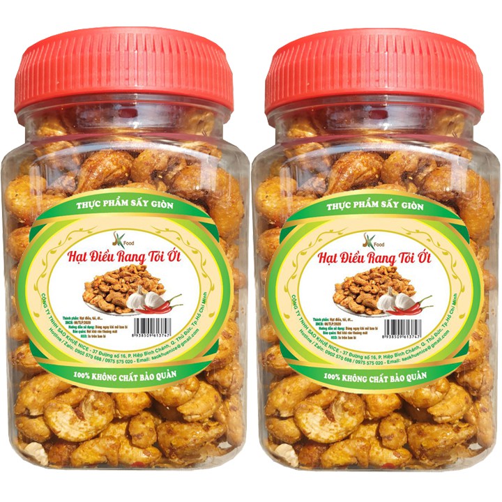 Combo 4 hũ điều rang tỏi ớt giòn ngon hiệu SK FOOD - mỗi hũ 250g
