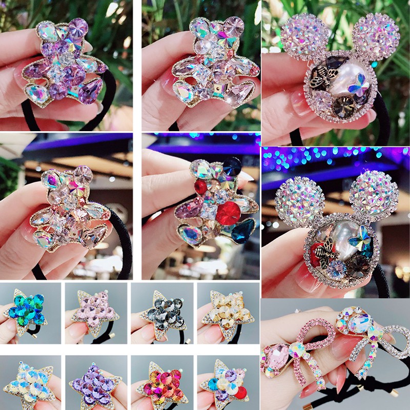 Dây Cột Tóc Cao Su Co Giãn Đính Đá Lấp Lánh Thời Trang Sang Trọng Cho Nữ