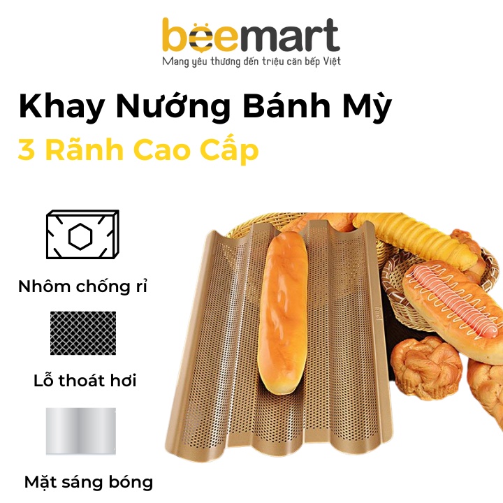 Khay nướng bánh mỳ 3 rãnh cao cấp