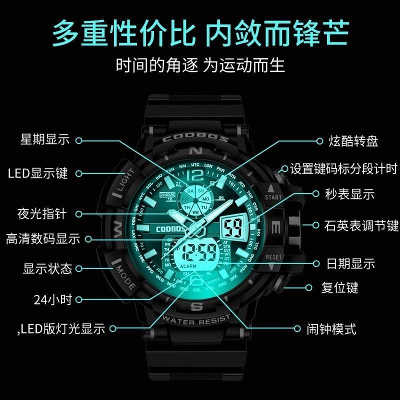 Đồng Hồ Báo Thức Điện Tử Dạ Quang Chống Thấm Nước 50m Phong Cách Hàn Quốc Cho Nam
