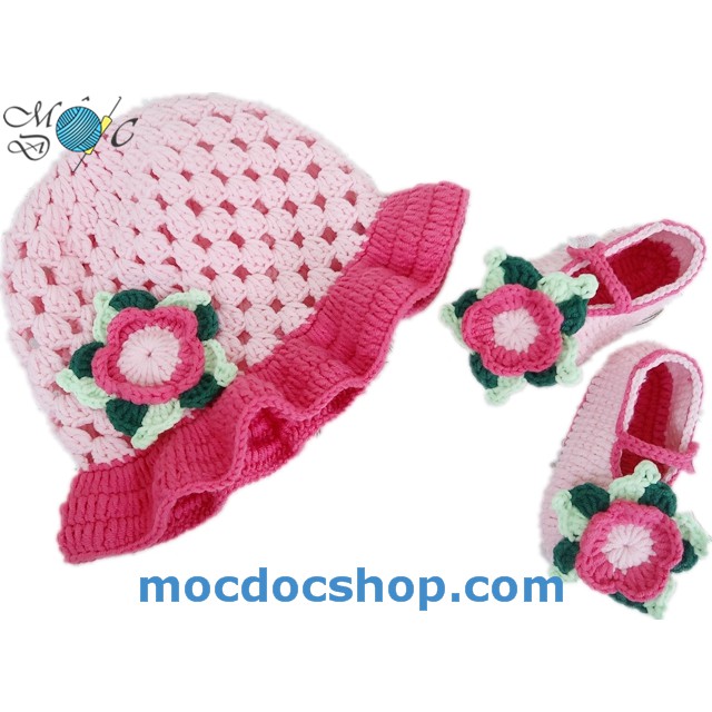 Giày nón len handmade cho bé gái 0-12 tháng