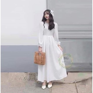 VÁY MAXI ĐŨI KÈM NƠ TIỂU THƯ (ảnh thật)