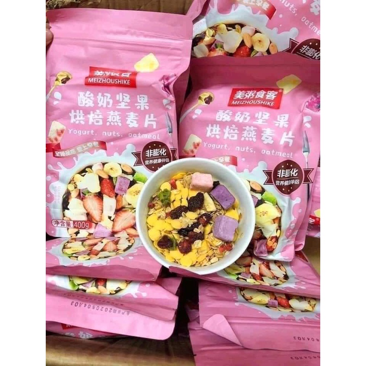 Combo 4 bịch ngũ cốc sữa chua Hồng đậm