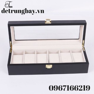 Hộp Đựng Đồng Hồ 6 Chiếc Bằng Gỗ Sơn Đen