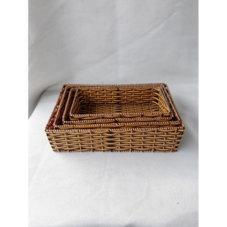 Khay chữ nhật nhỏ cạnh thẳng giả mây