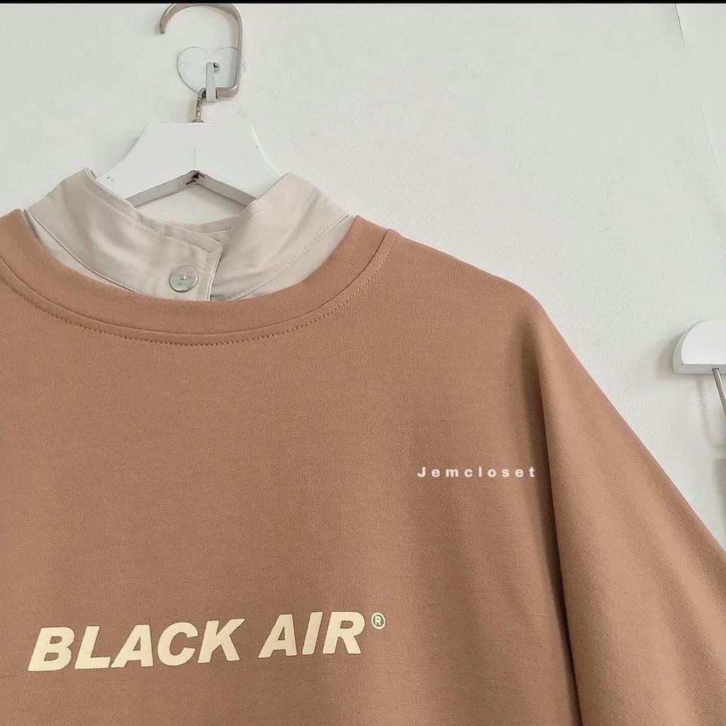 Áo Nỉ Black Air Tay Bồng  Nữ [FREESHIP]  Sweater form rộng oversize in hình cá tính Ulzzang