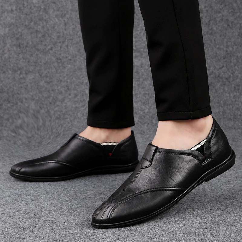 Giày lười chất liệu da thoáng khí kiểu dáng sang trọng cho nam