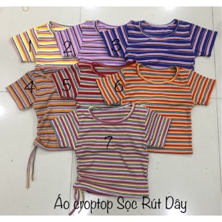 ☀️áo croptop sọc rút dây 1 bên