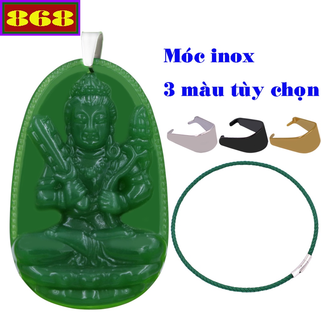 Vòng cổ mặt Phật hộ mệnh tuổi Sửu, Dần - Dây da xanh Hư không tạng xanh lá DDXLOTRTAXLN6 - Size phù hợp cho na