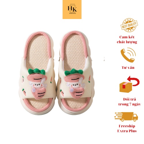 Dép vải bông quai ngang đế bánh mỳ, dép đi trong nhà hình THỎ CÀ RỐT DP02