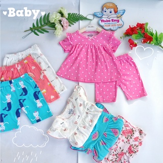  Bộ đồ bé gái VNXK 💞 Bộ cotton borip cộc tay cánh tiên bánh bèo bé gái  babydoll tiểu thư bozip xuất dư 