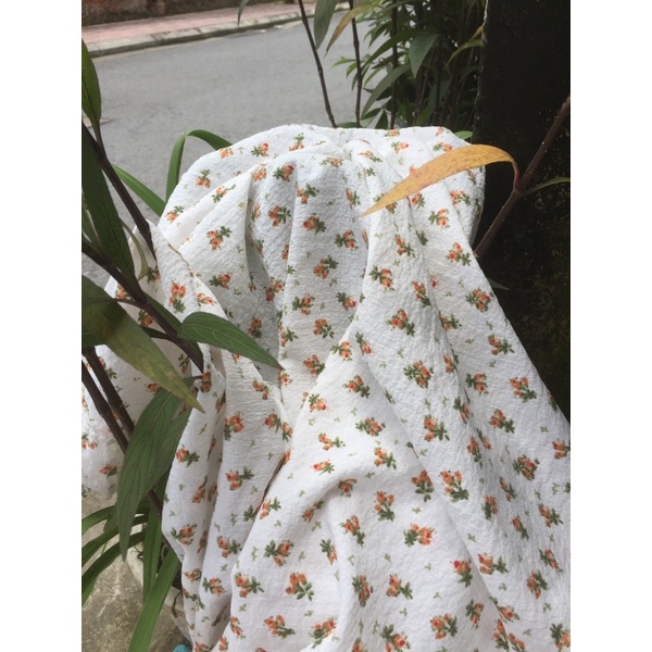 Vải đũi xốp nhăn hoa nhí