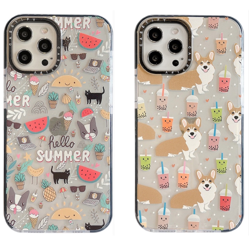Ốp Điện Thoại Trong Suốt Họa Tiết Chó Corgi Và Mùa Hè Cho iPhone 15 14 13 12 11 Pro Max Mini X XS XR 6 6s 7 8 Plus