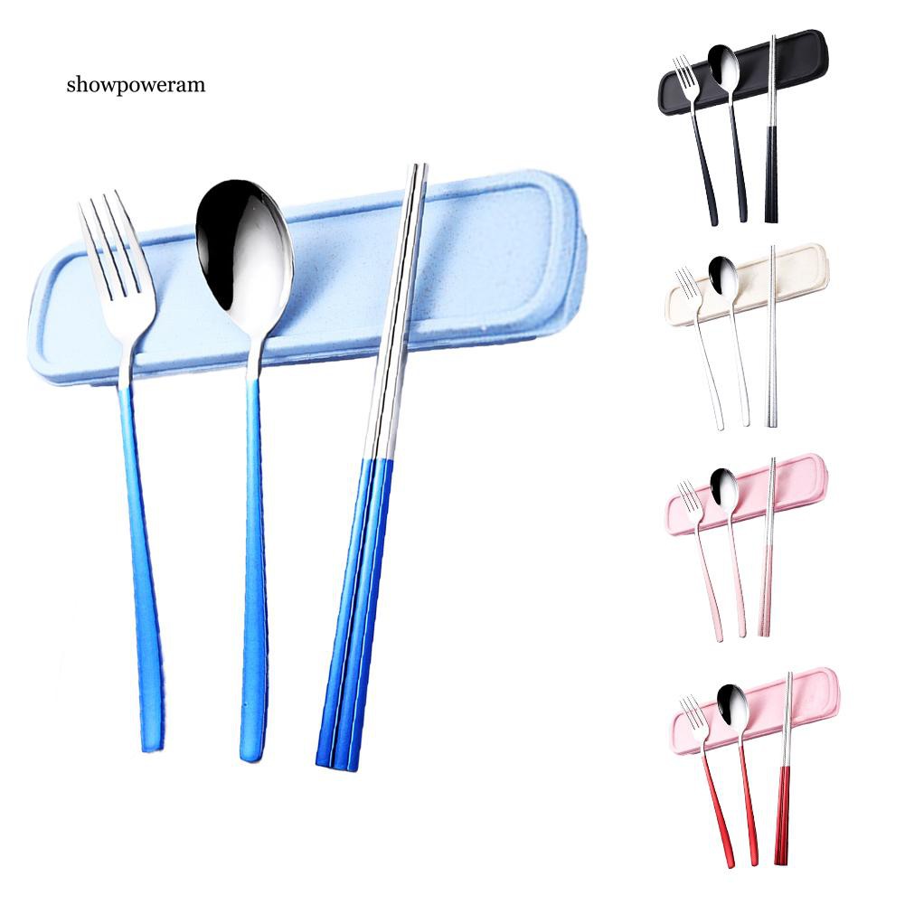 Set đũa muỗng và nĩa kèm hộp đựng inox tiện lợi du lịch dã ngoại