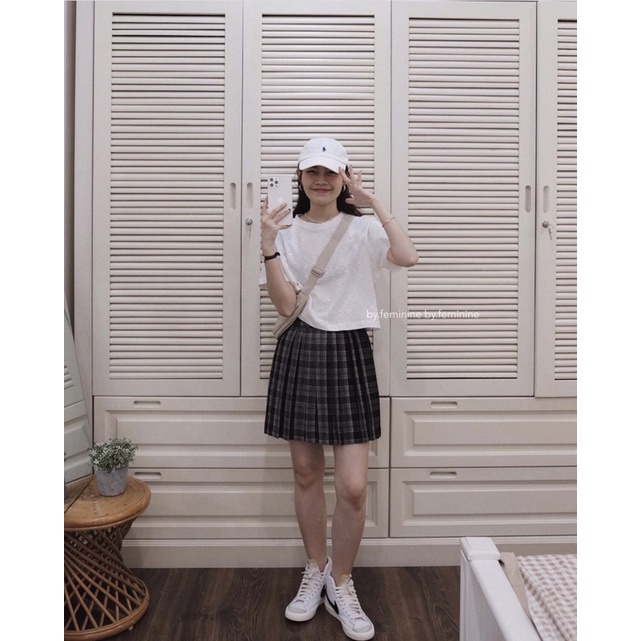Áo kiểu croptop cổ tròn thun xước mềm mịn form rộng