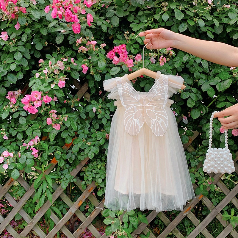 Đầm Lưới Công Chúa Họa Tiết Cánh Bướm Màu Sắc Kẹo Ngọt Thời Trang Mùa Hè Cho Bé Gái 2344