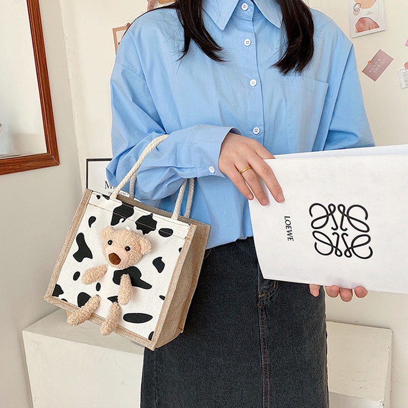 Túi vải đựng hộp cơm trưa họa tiết graffiti dễ thương phong cách Nhật bản