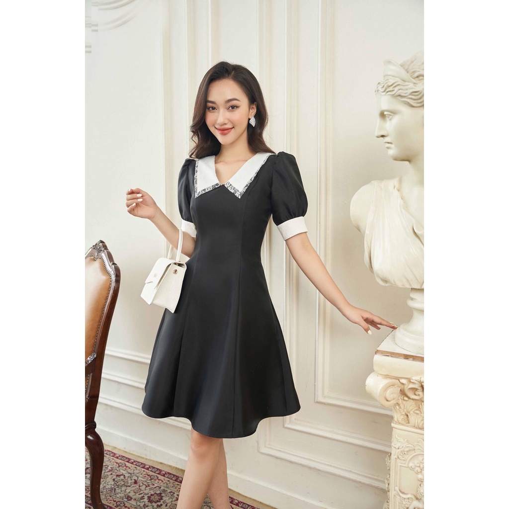 Váy dáng A xoè phối nhấn tay bồng nữ tính - Xưởng May Trang Huyền - (Mã hàng chỉ bán trên LIVESTREAM) | BigBuy360 - bigbuy360.vn