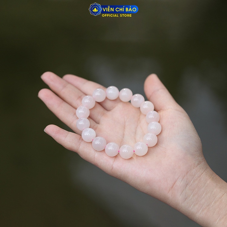 Vòng tay đá phong thủy hồng 12MM chất liệu đá tự nhiên thời trang nữ phụ kiện trang sức Viễn Chí Bảo V000095