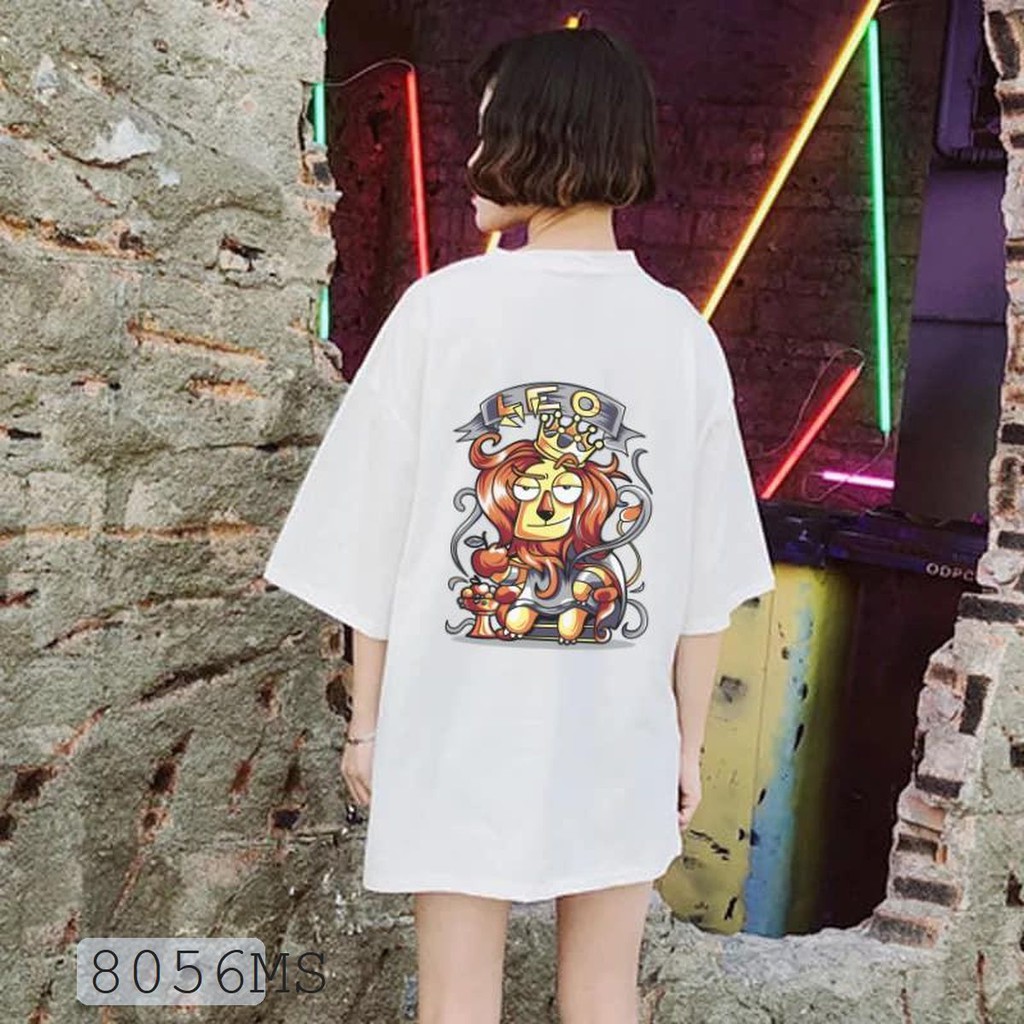 ÁO THUN UNISEX SƯ TỬ LEO 12 CUNG HOÀNG ĐẠO AOMI 8056MS TAY NGẮN TAY LỠ NAM NỮ CHẤT VẢI LOẠI MỘT