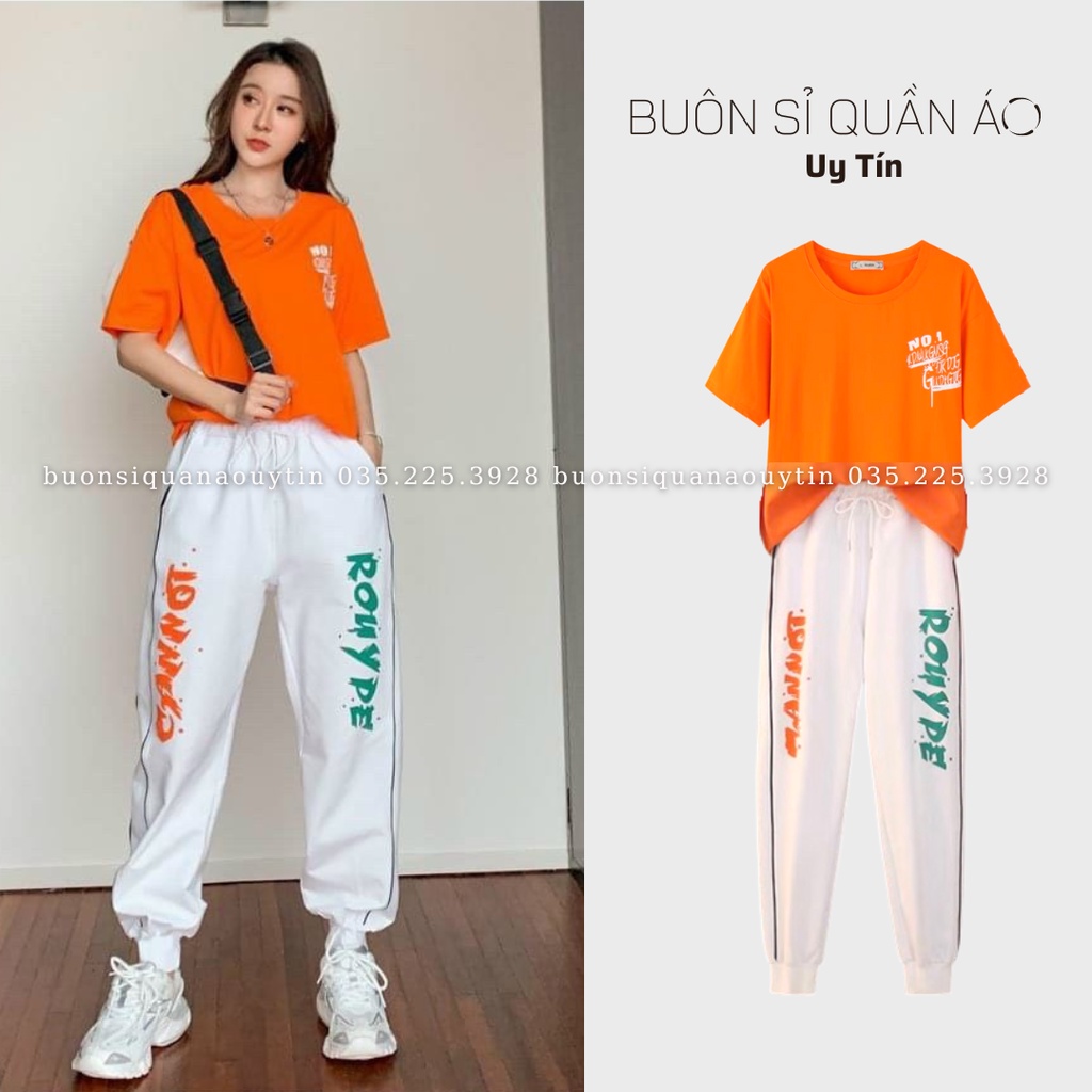 Set bộ thể thao nữ cá tính áo phông Quần Jogger Bo Gấu 114