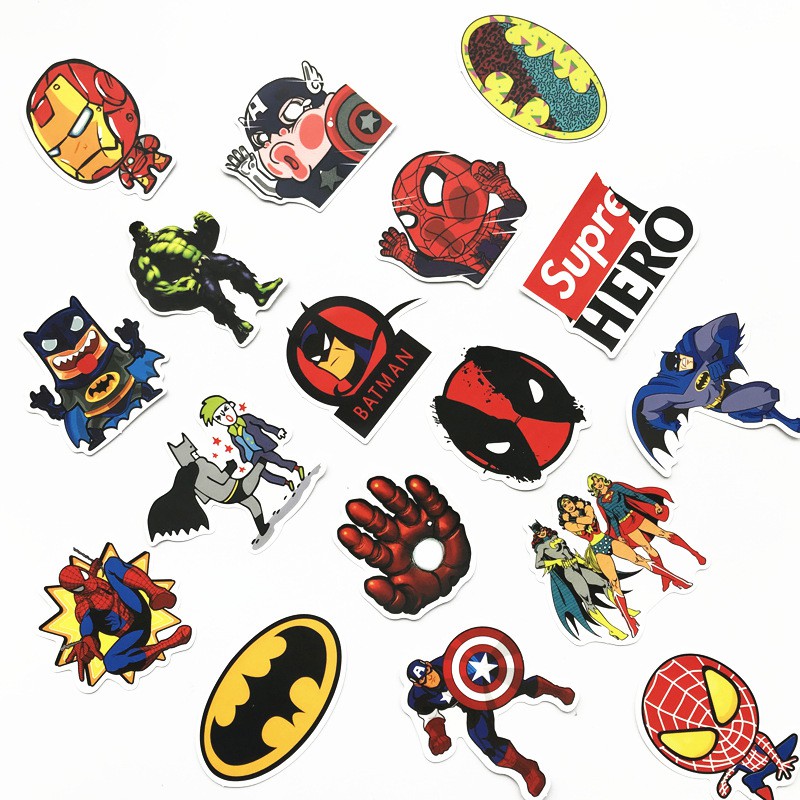 Sticker decal dán PVC cao cấp chống nước dán laptop mũ bảo hiểm điện thoại decal MARVEL decal siêu anh hùng