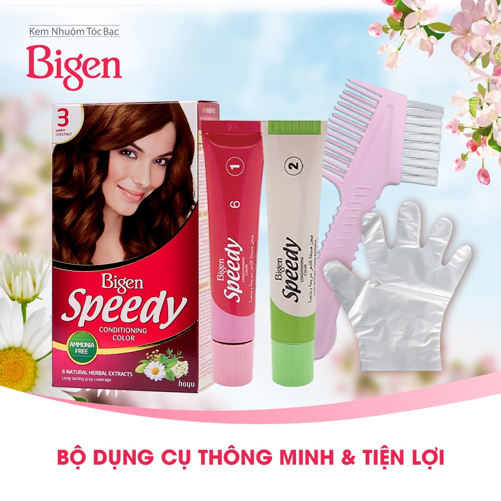 [KHUYẾN MÃI] Combo 2 hộp Thuốc nhuộm phủ bạc dạng kem Bigen Speedy Conditioning Color 80ml/ hộp, màu thời trang