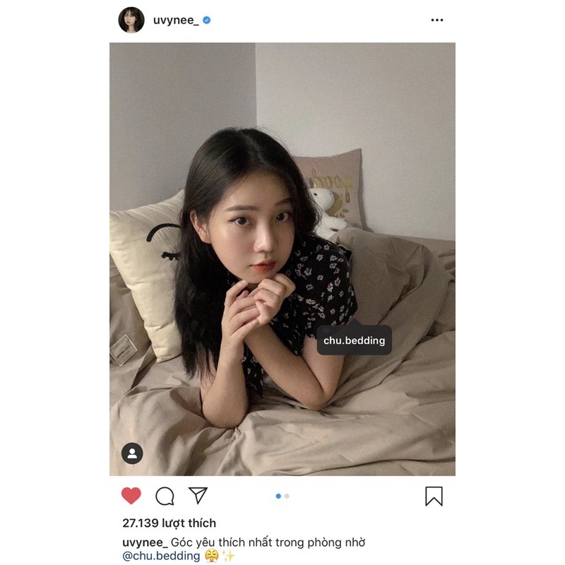 Set chăn ga gối Cotton đũi: màu beige