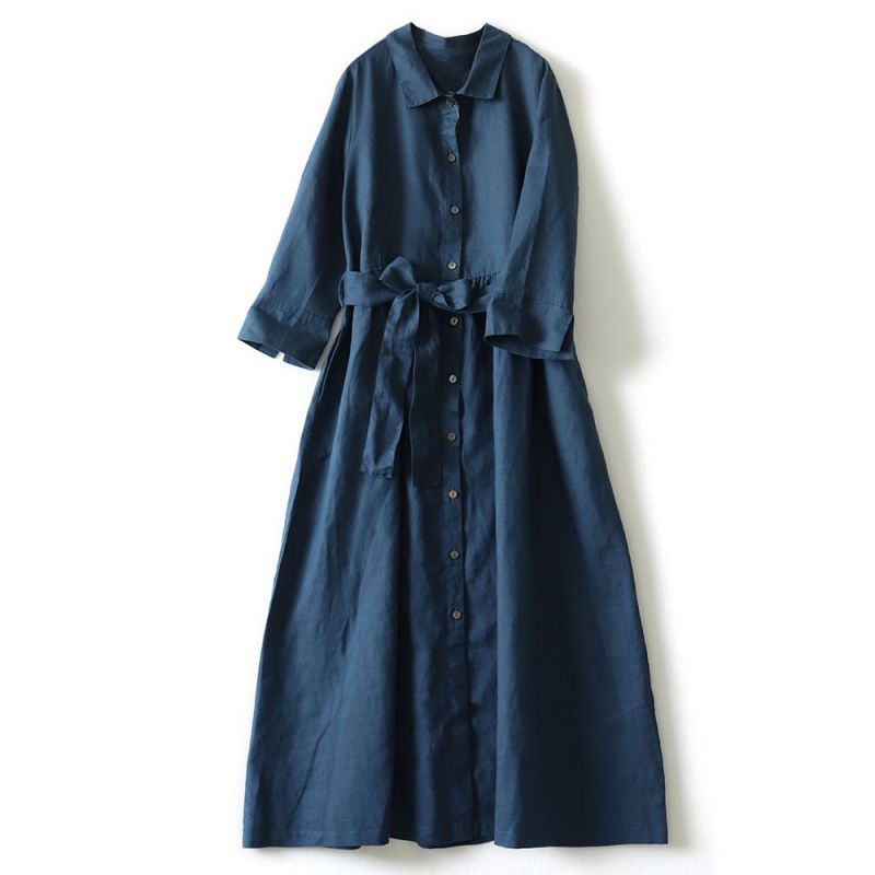 Đầm Cotton Lanh Ba Cánh Tay Rộng Thanh Lịch Dễ Phối Đồ Thời Trang Hàng Xuất Khẩu Cho Nữ