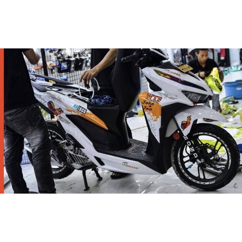 Ten rời xe Honda vario ốc sên dán xe trắng