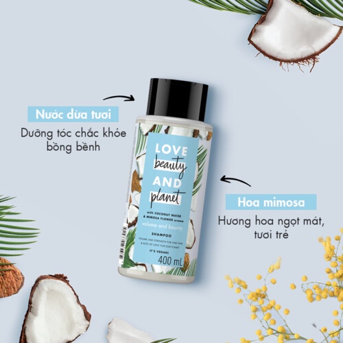 Dầu gội Thiên nhiên Love Beauty And Planet 400ml/chai:Vào nếp suôn mượt