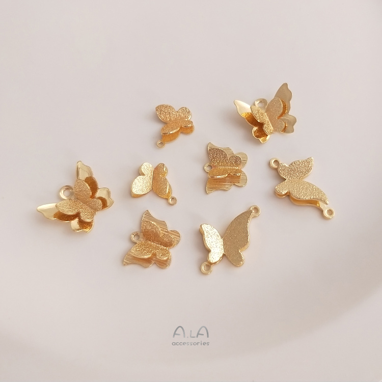 Mặt Dây Chuyền Hình Bướm Hai Lớp Bằng Đồng 14K Màu Sắc Thời Trang diy