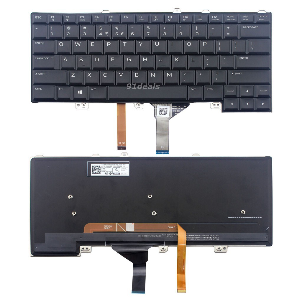 (KEYBOARD) BÀN PHÍM LAPTOP DELL ALIENWARE 15 R3 dùng cho Alienware 15 R3, 15 R4, 0HH53H HH53H