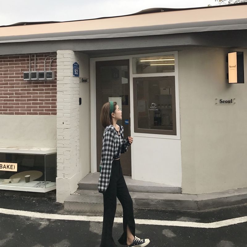 Bộ Áo Khoác Cardigan + Áo Hai Dây Nữ Phối Màu Tương Phản Đơn Giản Thời Trang Phong Cách Hàn Quốc